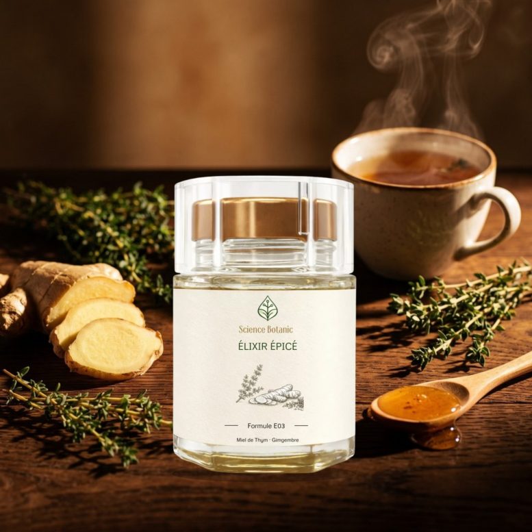 Élixir E03 Épicé Science Botanic, gingembre, thym et tisane